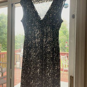 Black and White Chaps Silky  Flowing Dress